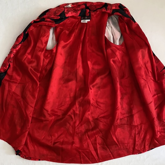 {VTG} Saint Romei | Silk Floral Open Front Tie Puff Sleeve Kimono Tunic Top 8 - Picture 10 of 16